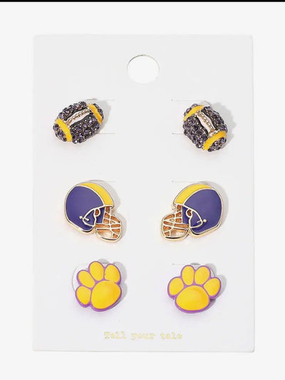 Game Day Spirit Ball/Helmet/Paw Earring set