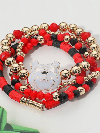4PCS-Gameday Mascot Charm Beaded Stretch Bracelet Set
