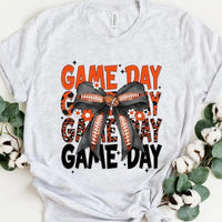 ORANGE AND BLACK BOW ADULT GAME DAY TEE-ASH