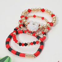 4PCS-Gameday Mascot Charm Beaded Stretch Bracelet Set