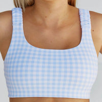 Women’s Plaid Print Cut-Out-U Neck Cami Sports Bra