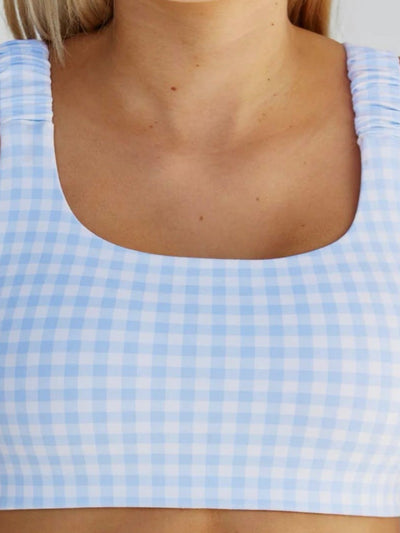 Women’s Plaid Print Cut-Out-U Neck Cami Sports Bra