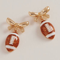 Bow Accent Football Dangle Earrings