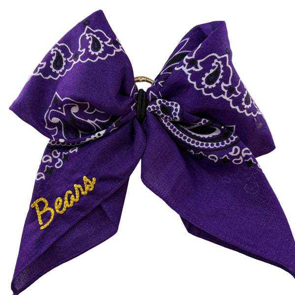 Bandana Bow For Purse or Backpack-Purple Bears