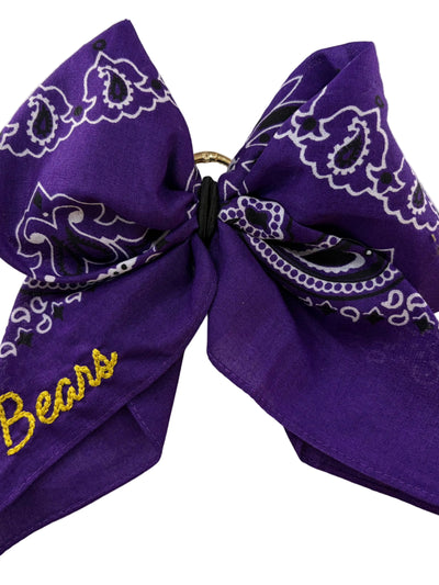 Bandana Bow For Purse or Backpack-Purple Bears