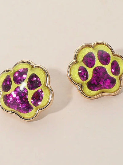 Glitter Paw Print Gameday Stud Earrings