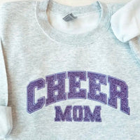 Glitter Appliqué Embroidered Cheer Mom Sweatshirt