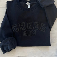 Embossed Cheer Mom Black Sweatshirt