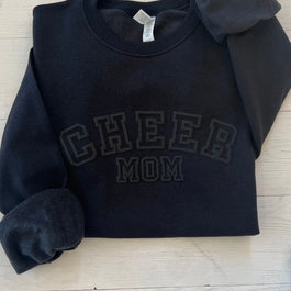 Embossed Cheer Mom Black Sweatshirt