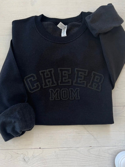 Embossed Cheer Mom Black Sweatshirt