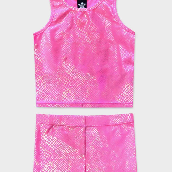 High Shine Cropped Racerback Tank & Tumble Short
