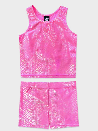 High Shine Cropped Racerback Tank & Tumble Short