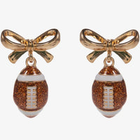 Bow Accent Football Dangle Earrings