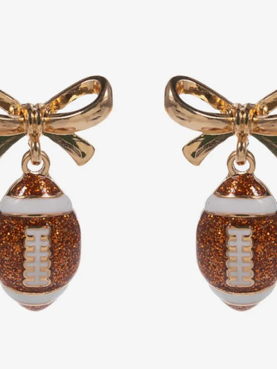 Bow Accent Football Dangle Earrings