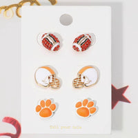Game Day Spirit Ball/Helmet/Paw Earring set