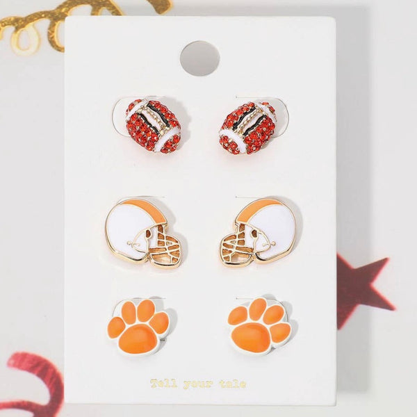 Game Day Spirit Ball/Helmet/Paw Earring set