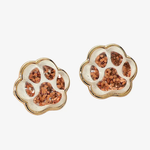 Glitter Paw Print Gameday Stud Earrings
