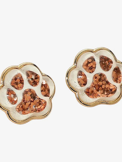 Glitter Paw Print Gameday Stud Earrings