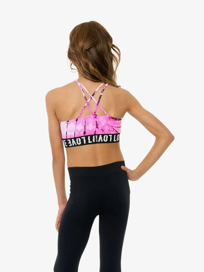 Swirl Tie Dye Sports Bra w/Love Elastc Band Girls One Size